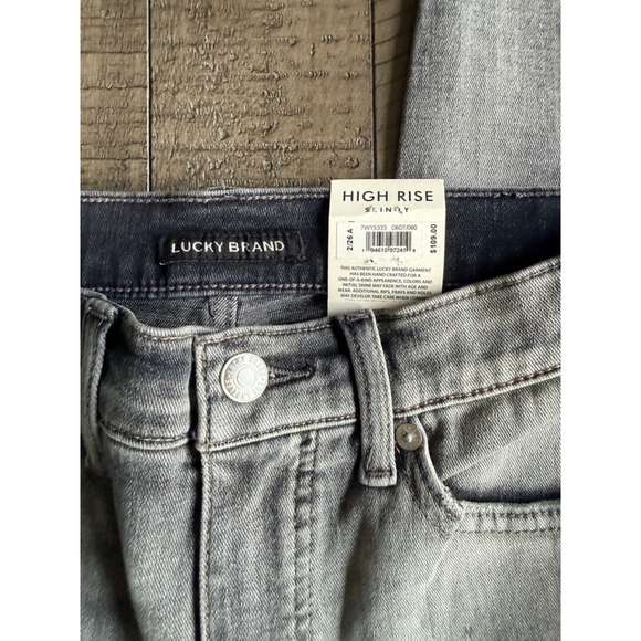 Lucky Brand Bridgette High Rise Skinny Jeans Gray Raw Hem Distressed Women’s 26 - Picture 3 of 8